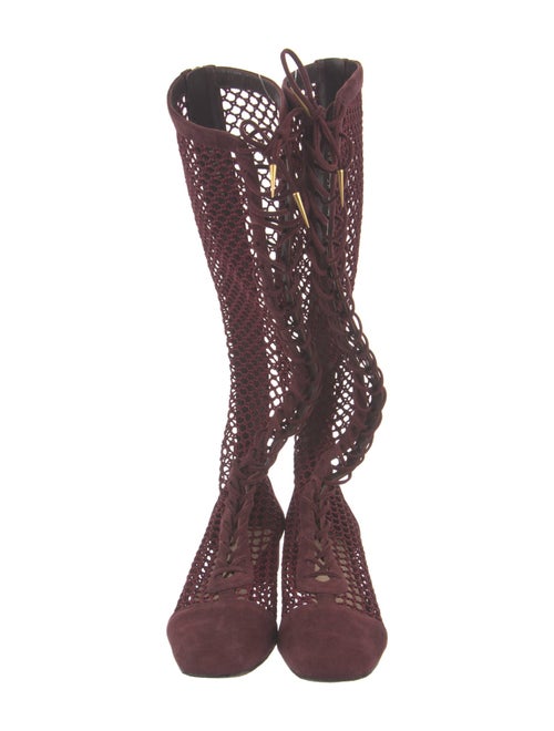 Christian Dior Mesh Mesh Accents Lace-Up Boots