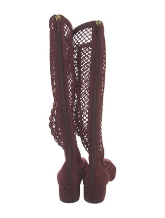 Christian Dior Mesh Mesh Accents Lace-Up Boots