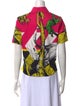 Christian Dior Printed Short Sleeve Button-Up Top