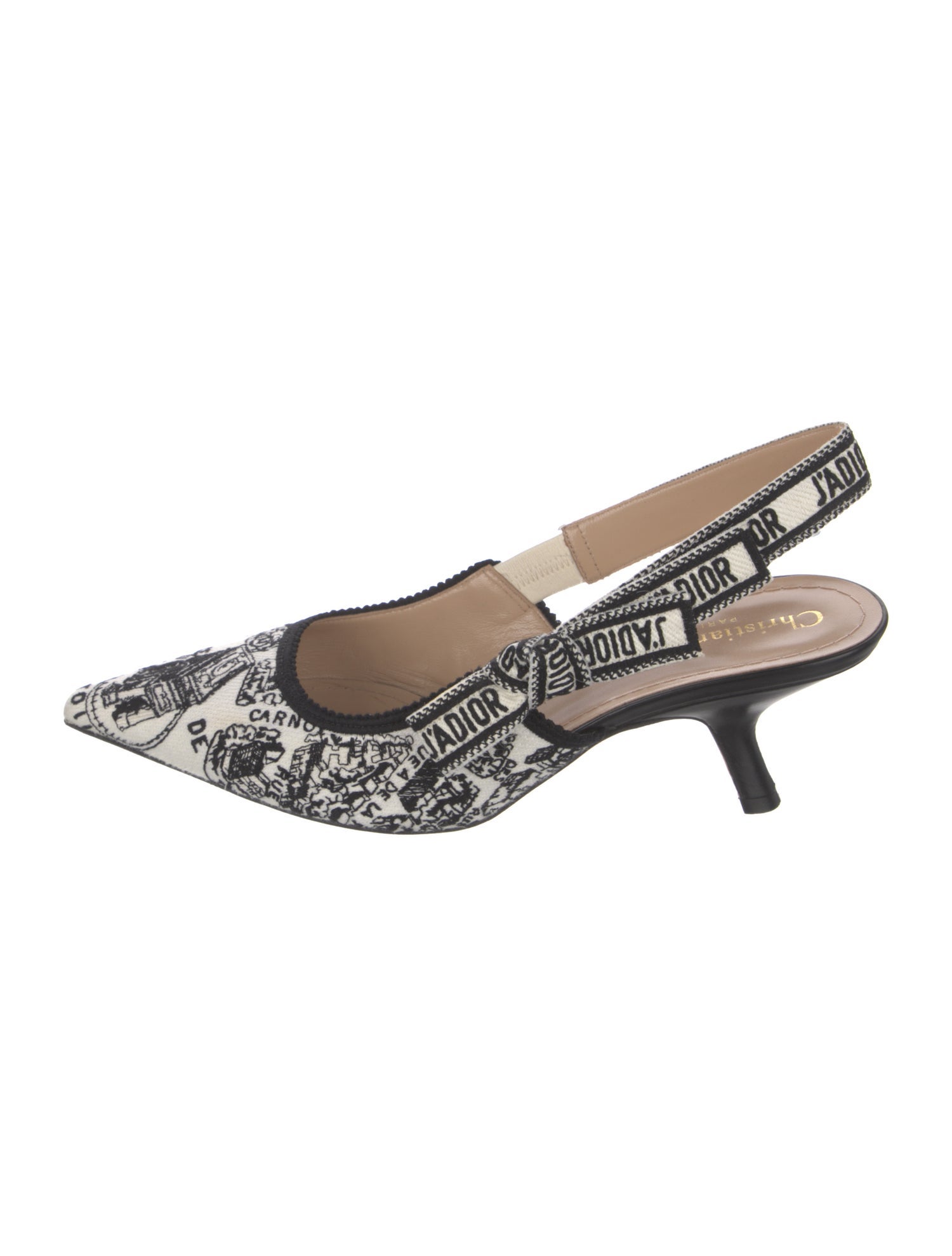 Christian Dior Canvas Printed Slingback Pumps