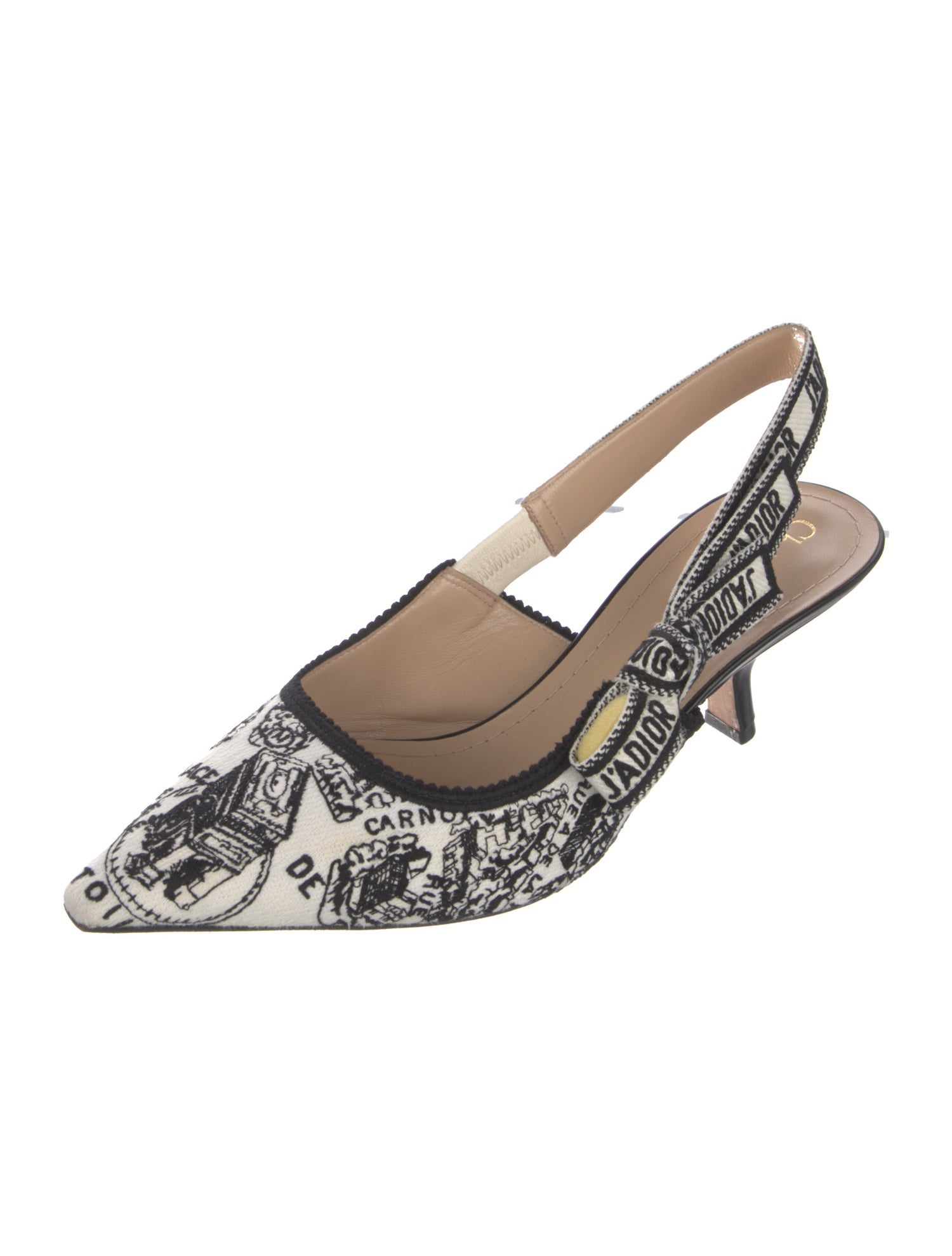 Christian Dior Canvas Printed Slingback Pumps