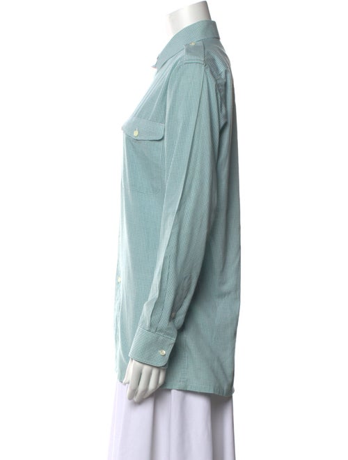 Christian Dior Plaid Print Long Sleeve Button-Up Top