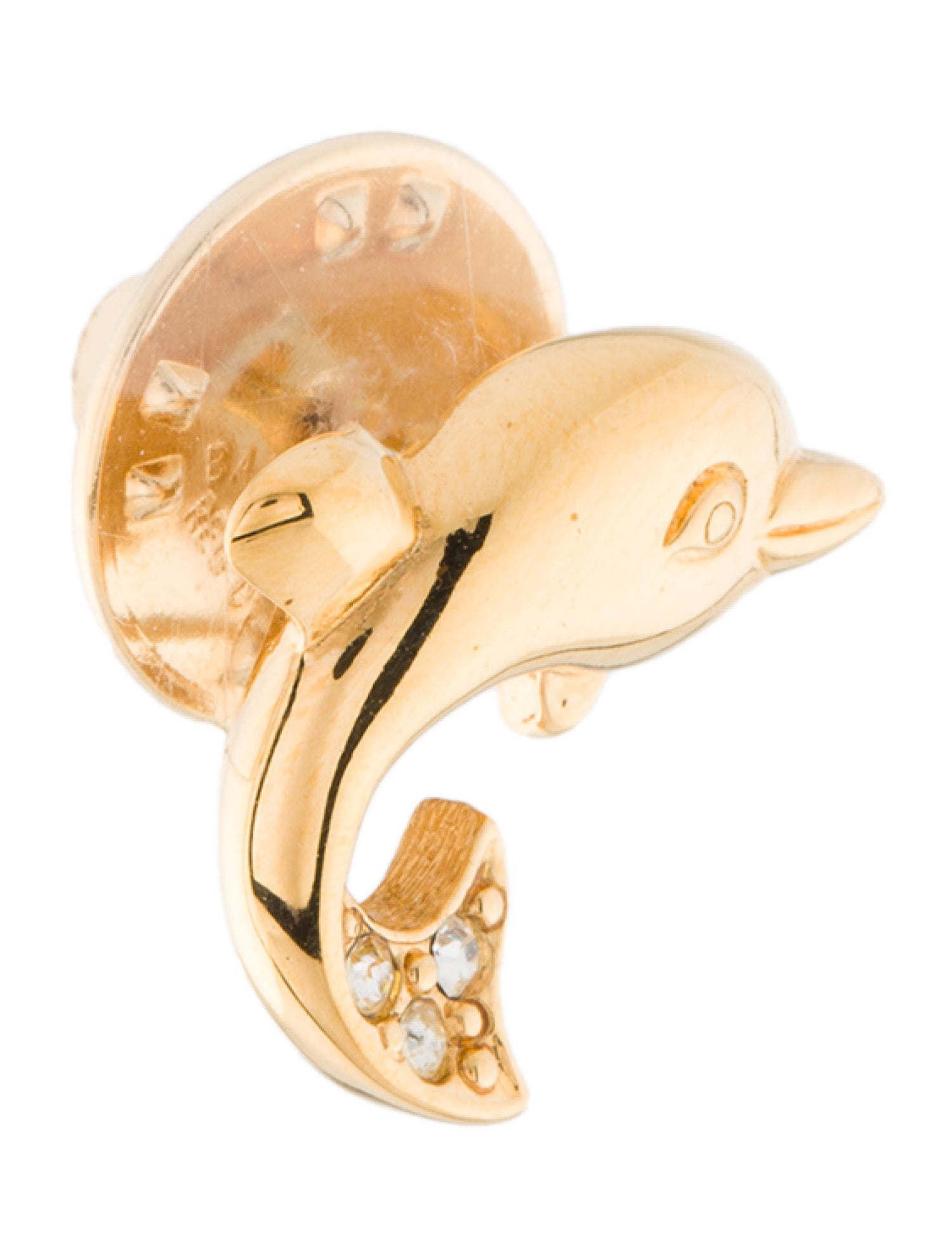 Christian Dior Crystal Dolphin Lapel Pin