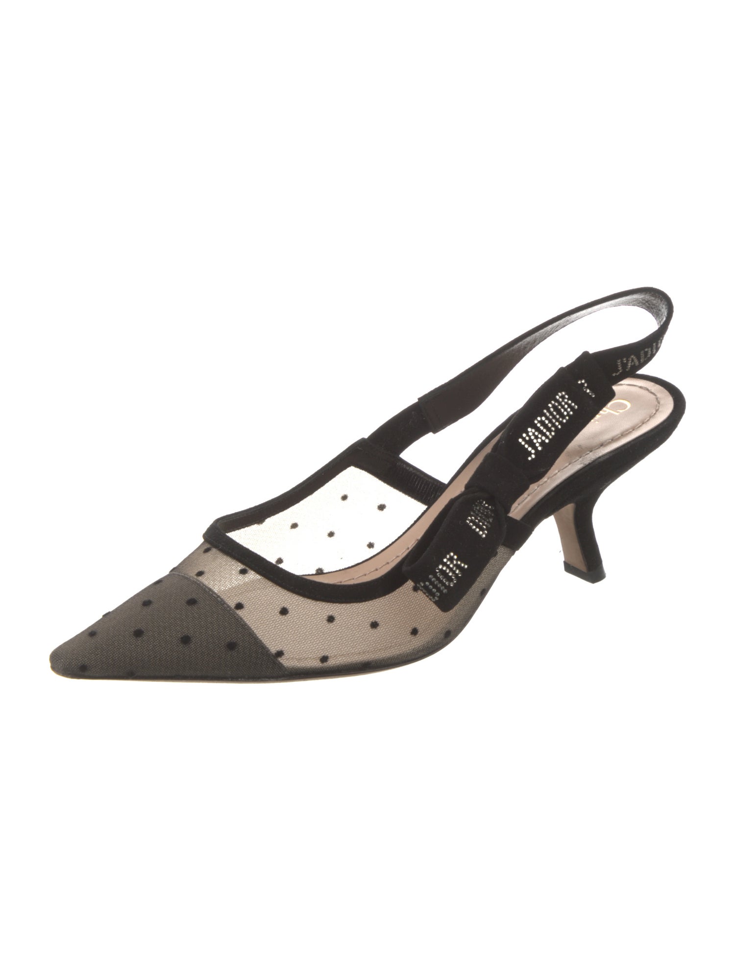 Christian Dior Mesh Crystal Embellishments Slingback Pumps