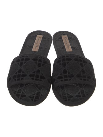Christian Dior Cannage Pattern Velvet Slides