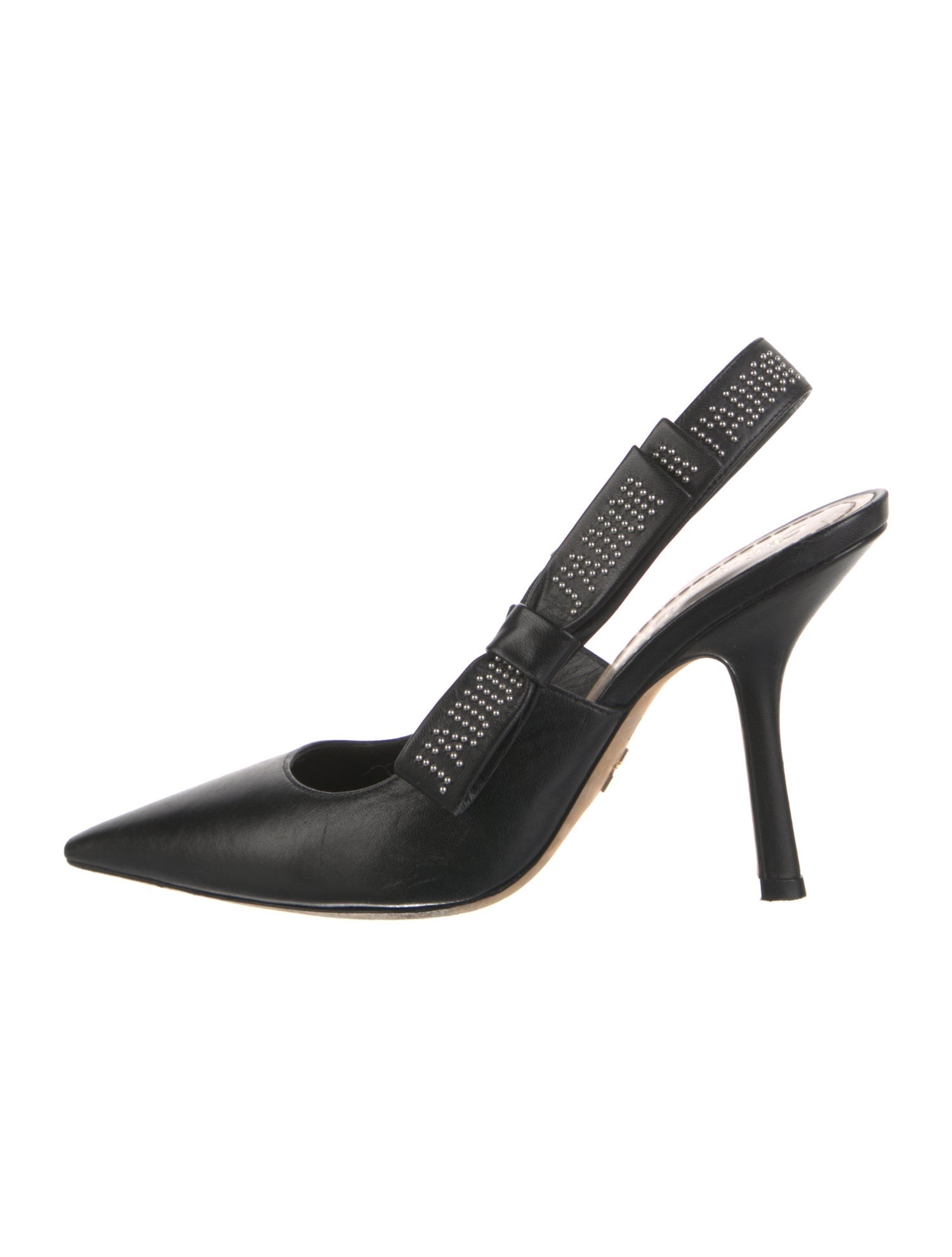 Christian Dior Leather Bow Accents Slingback Pumps