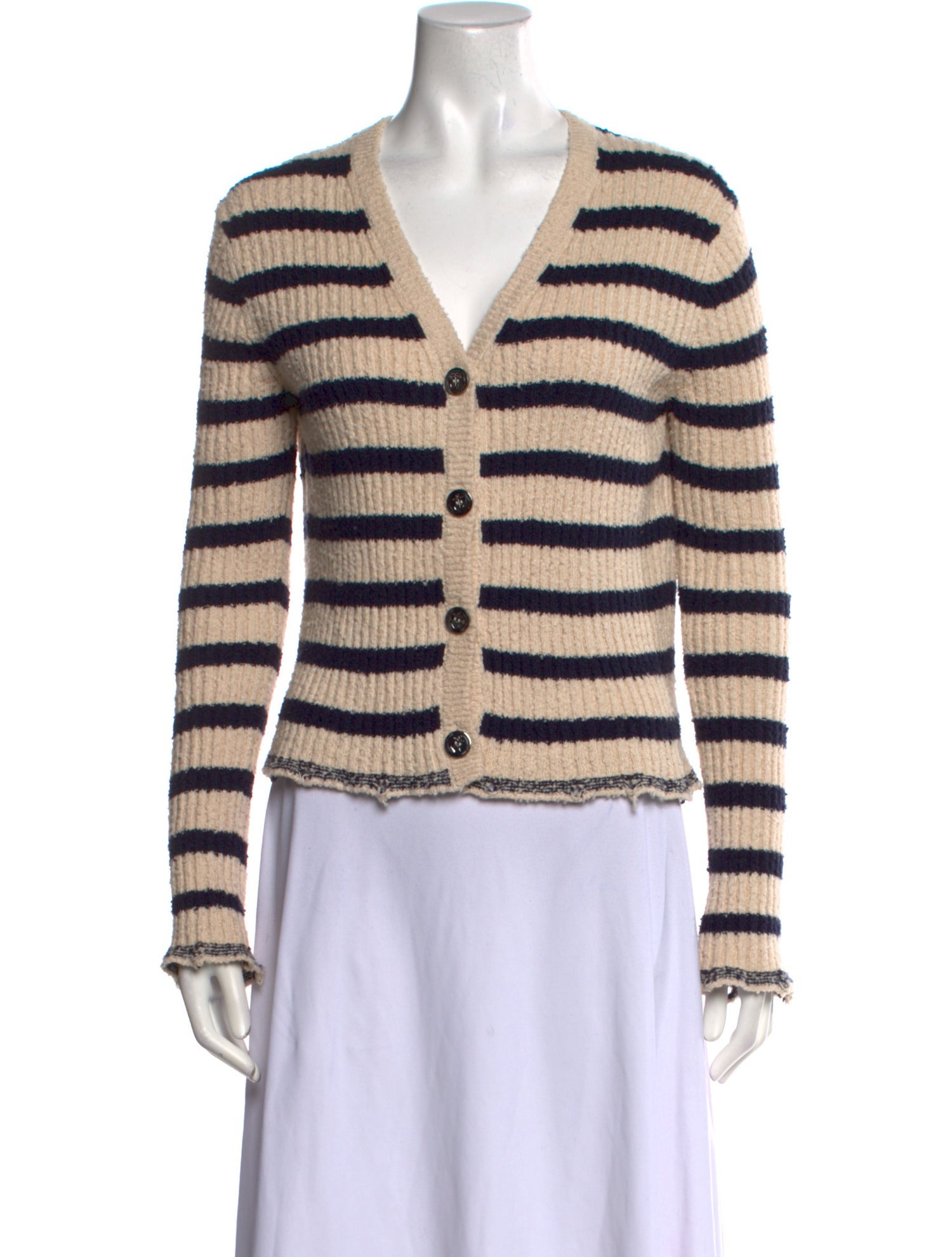 Christian Dior Striped V-Neck Sweater