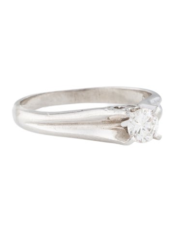 Christian Dior Cocktail Ring Vintage Platinum Diamond Solitaire 6.5