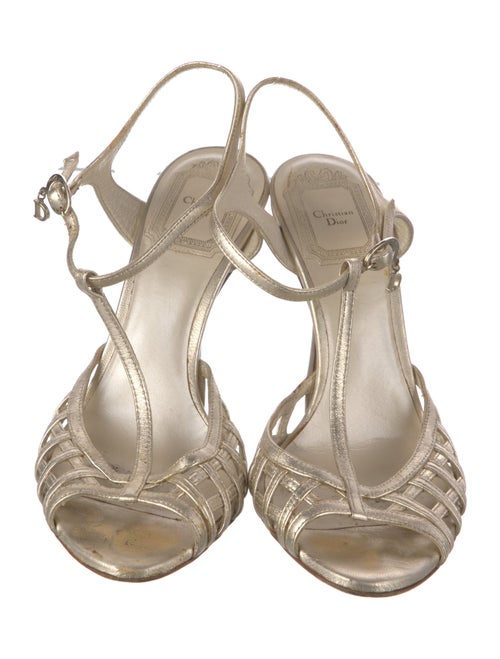 Christian Dior Leather Cutout Accent T-Strap Sandals