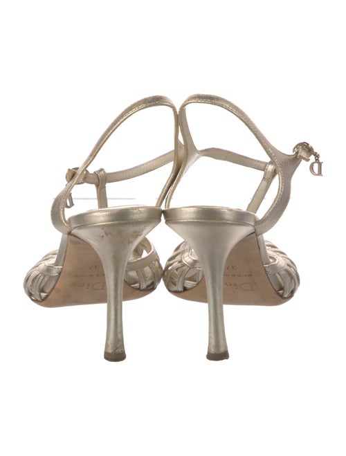Christian Dior Leather Cutout Accent T-Strap Sandals