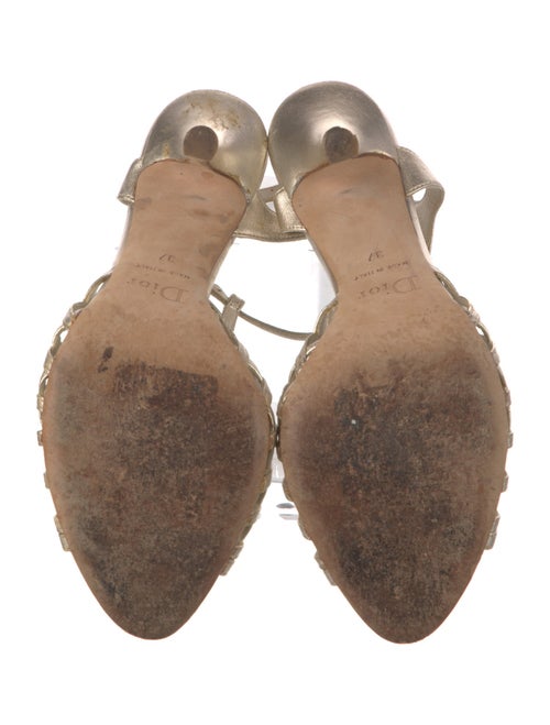 Christian Dior Leather Cutout Accent T-Strap Sandals