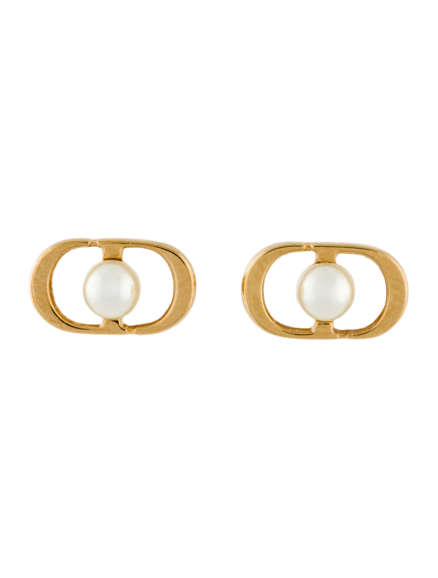 Christian Dior Faux Pearl Petit CD Jolie Mini Stud Earrings