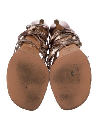 Christian Dior Leather Braided Accents T-Strap Sandals