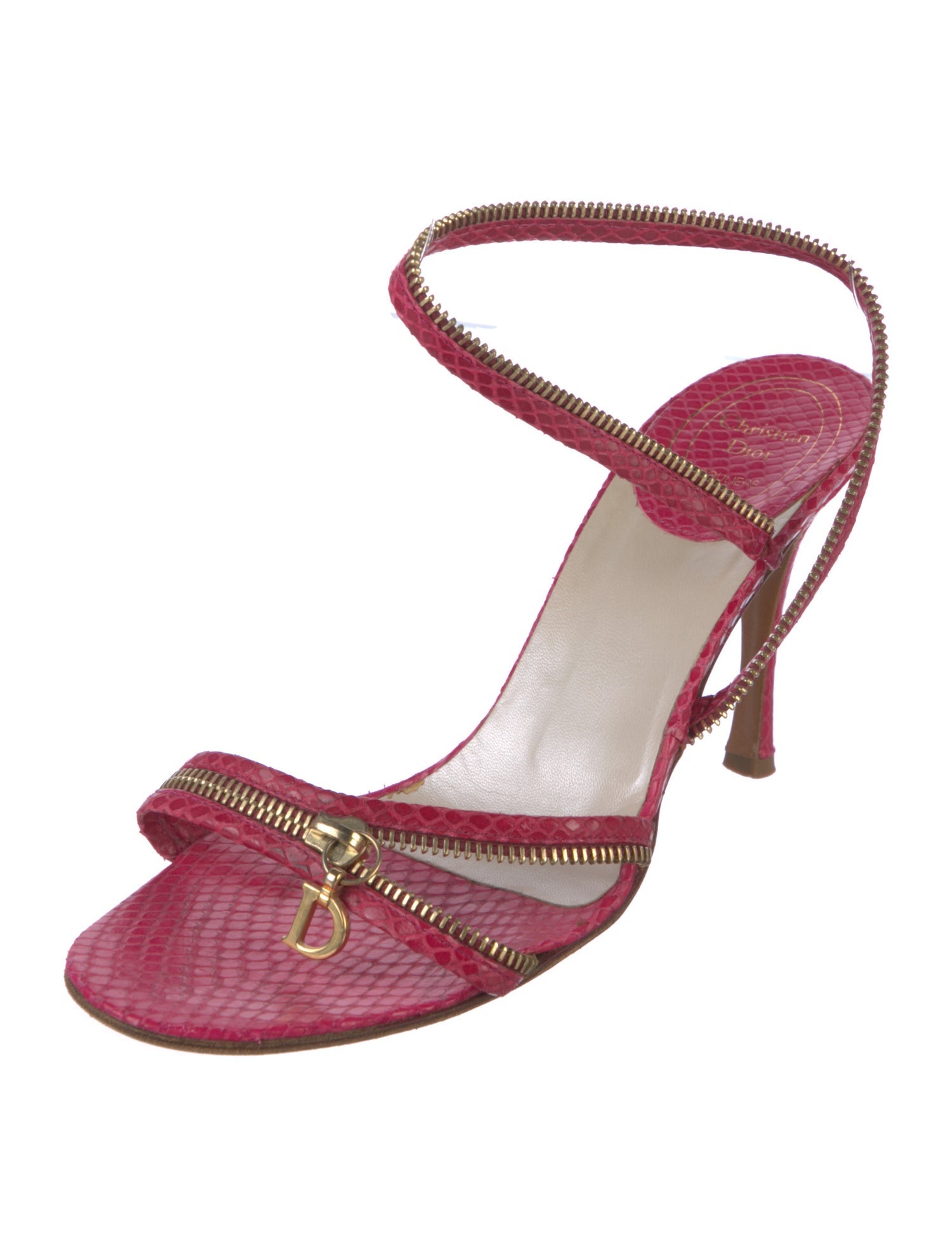 Christian Dior Vintage Embossed Leather Sandals