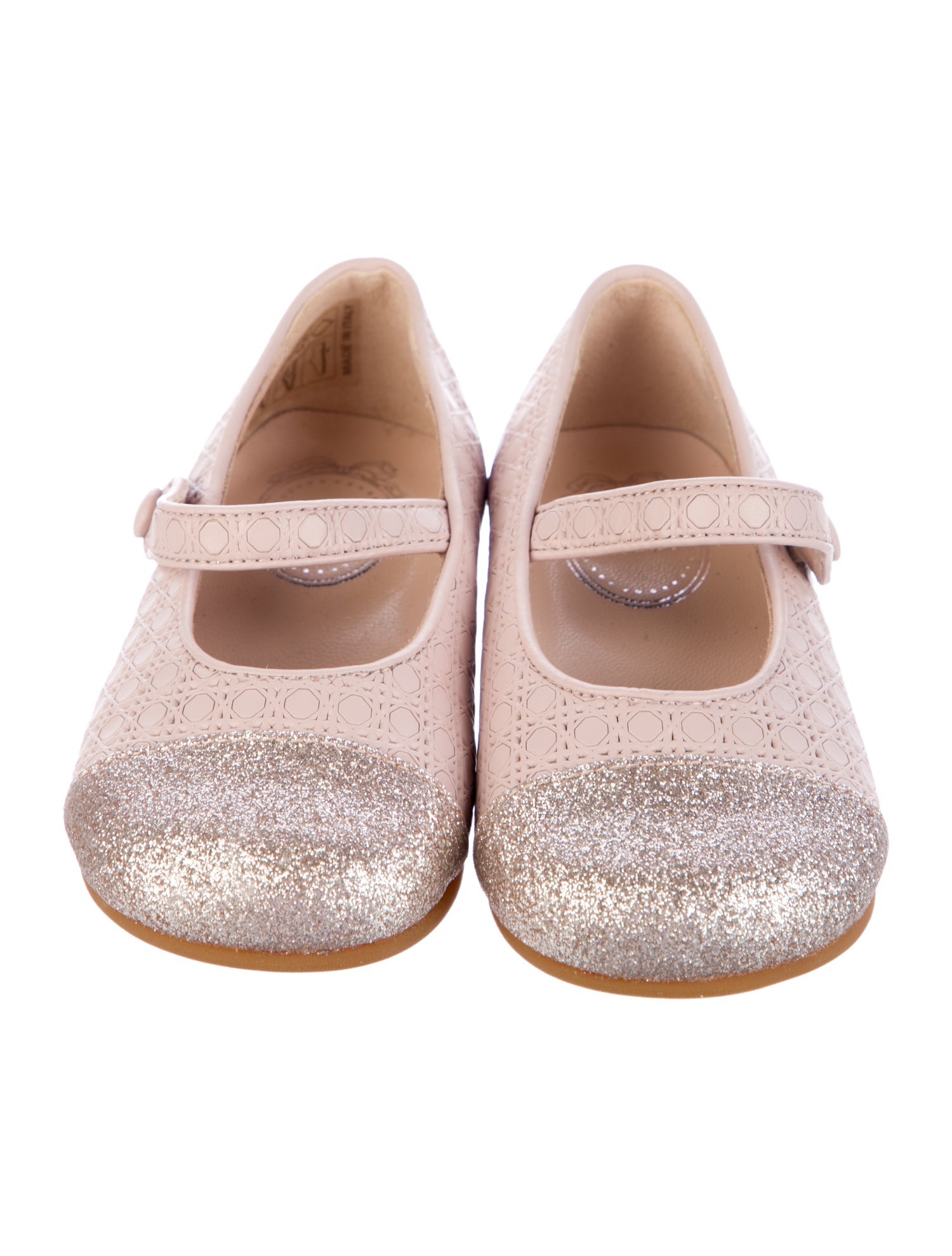 Christian Dior Toddler Girls' Cannage Print Glitter Leather Flats