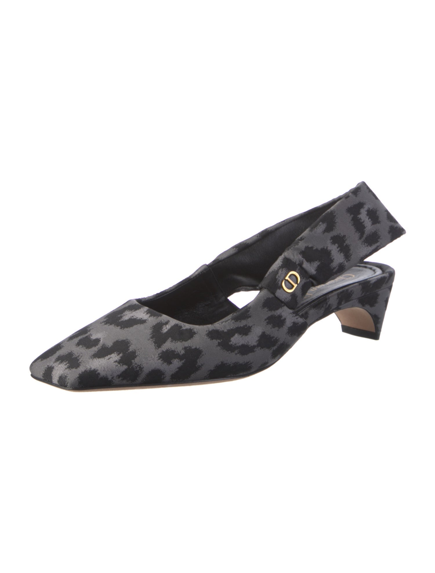 Christian Dior Canvas Animal Print Slingback Pumps