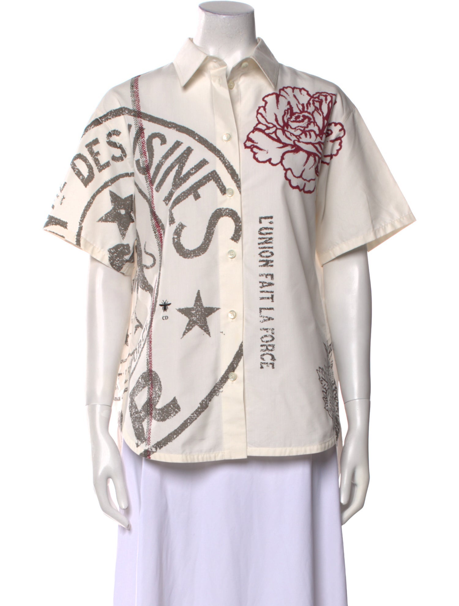 Christian Dior 2022 Graphic Print Button-Up Top