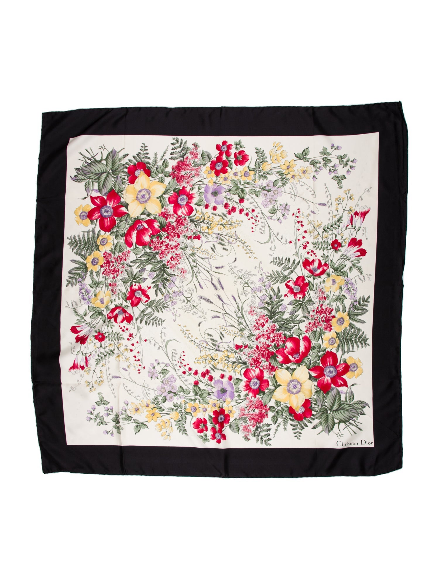 Christian Dior Silk Floral Print Scarf