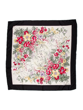 Christian Dior Silk Floral Print Scarf
