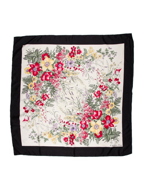 Christian Dior Silk Floral Print Scarf