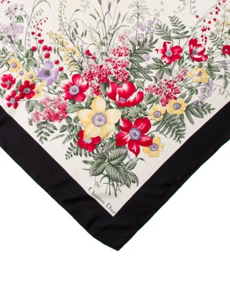 Christian Dior Silk Floral Print Scarf