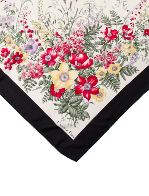 Christian Dior Silk Floral Print Scarf