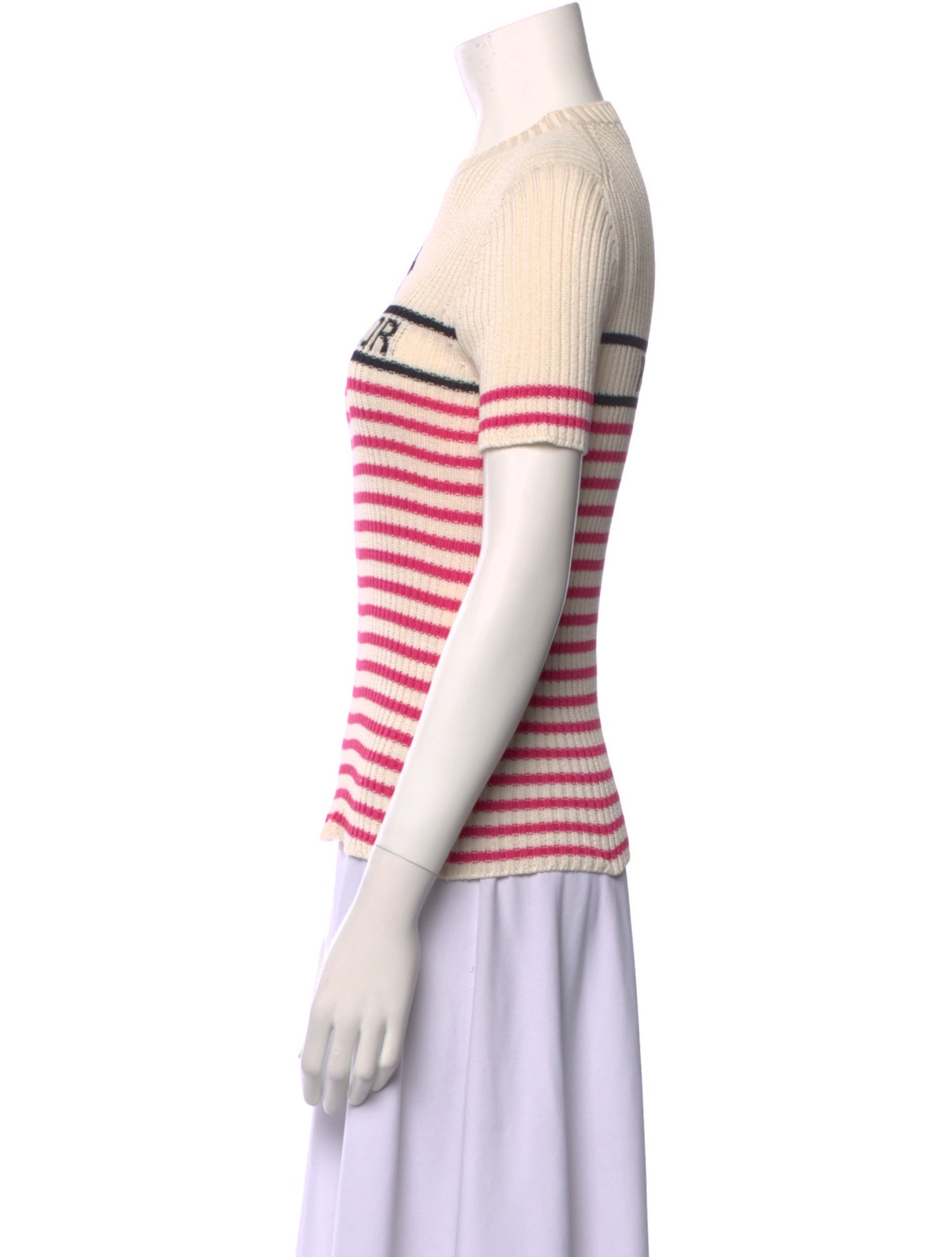 Christian Dior Striped Crew Neck Sweater