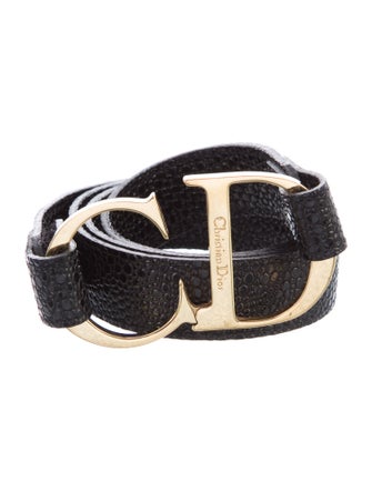 Christian Dior Skinny Embossed Leather Waist Belt