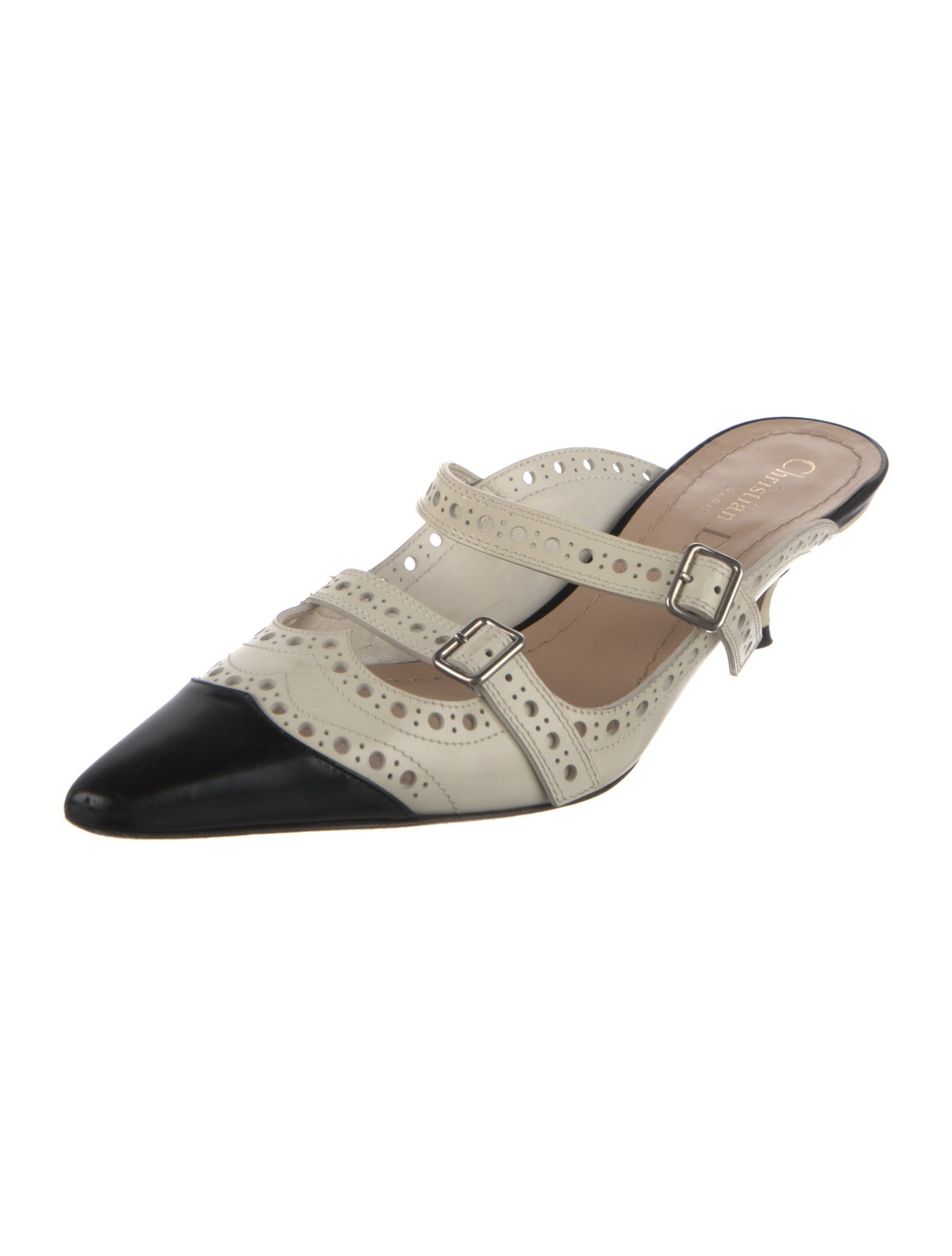 Christian Dior Leather Colorblock Pattern Mules