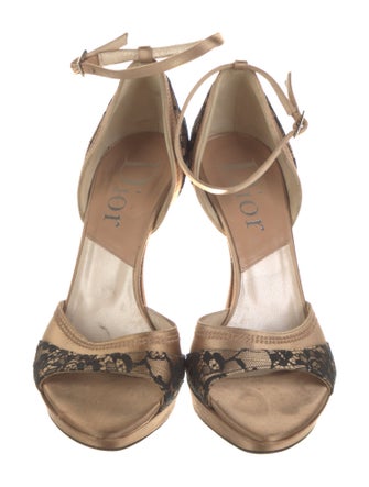 Christian Dior Satin Lace Pattern Sandals
