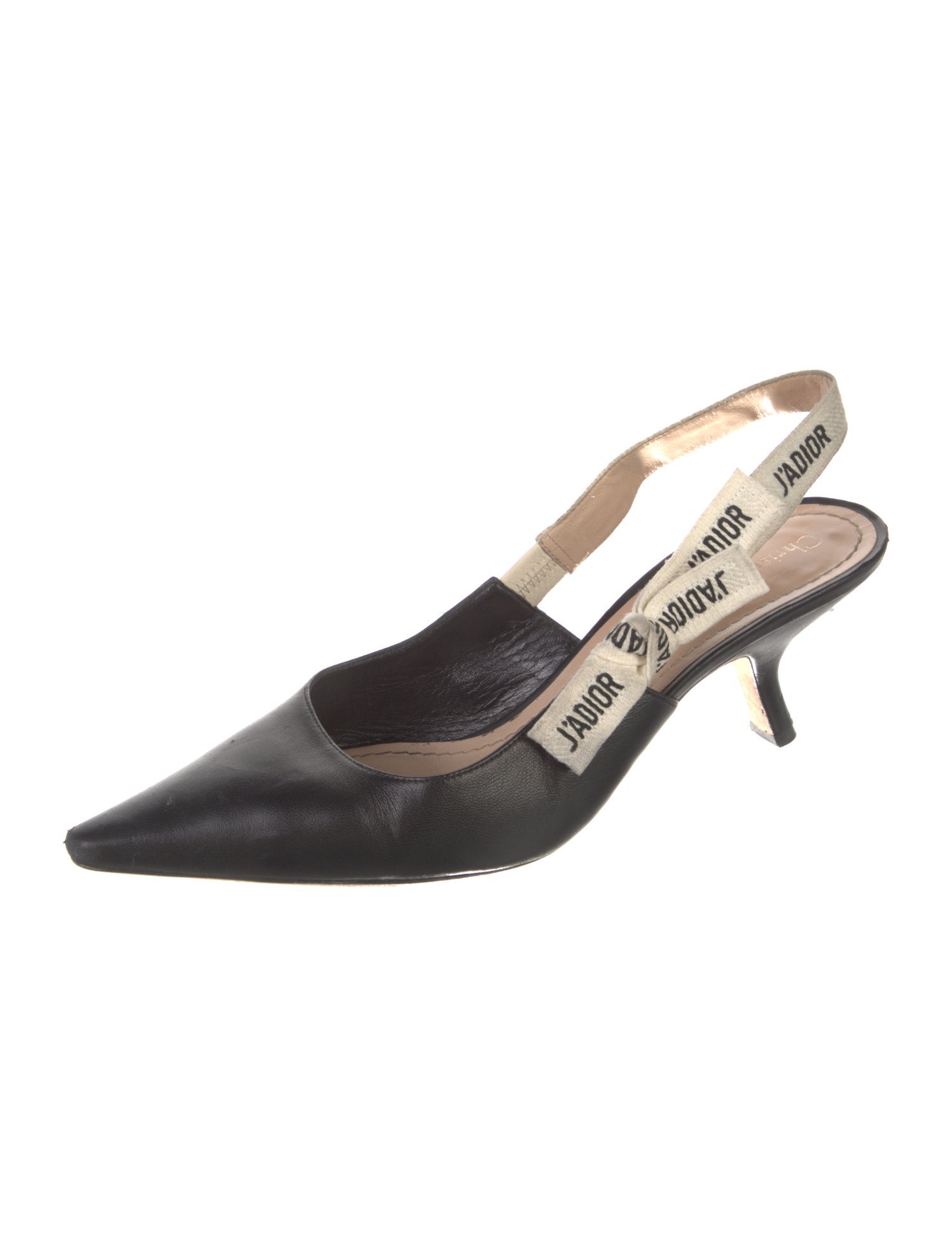 Christian Dior Leather Bow Accents Slingback Pumps