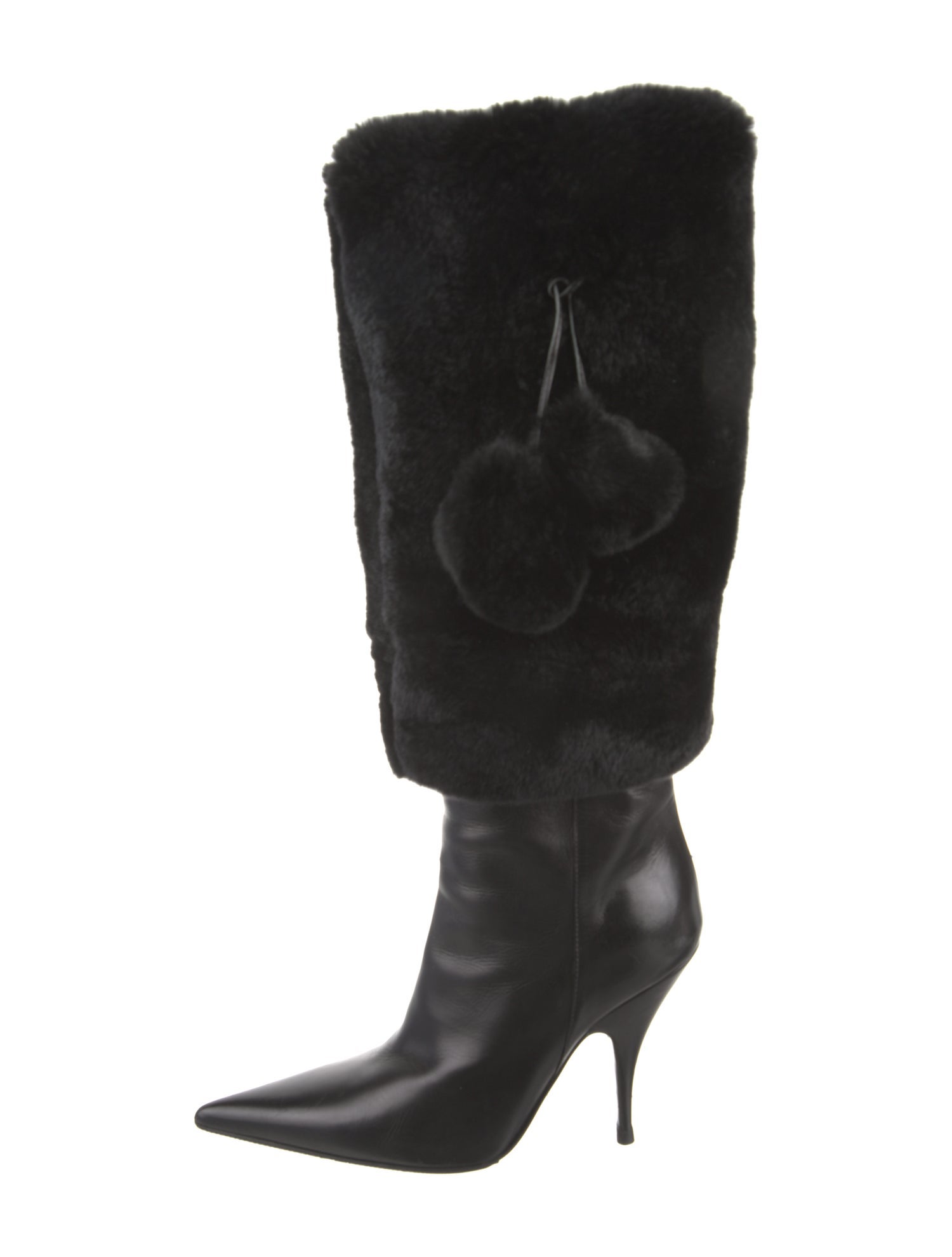 Christian Dior Leather Fur Trim Boots