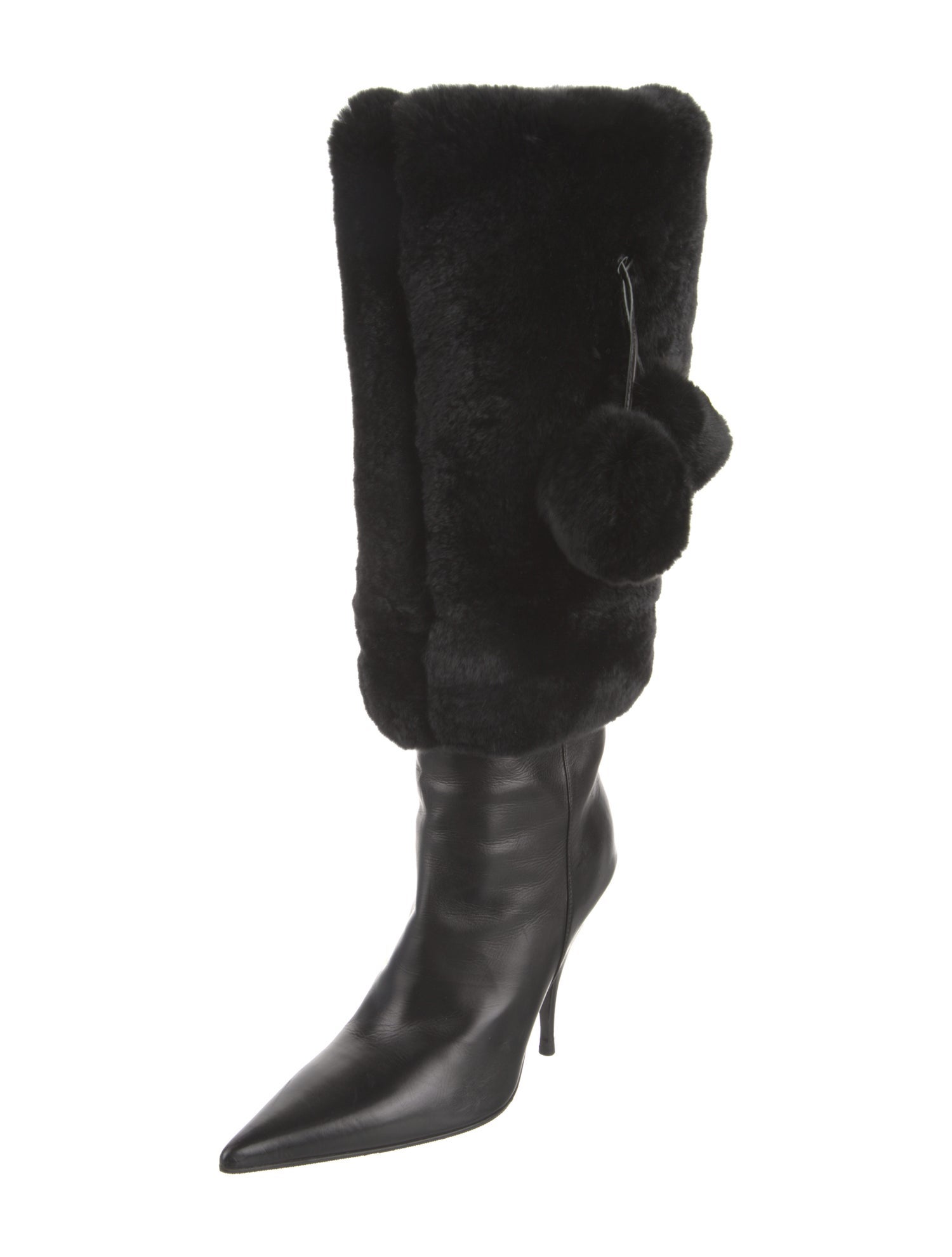 Christian Dior Leather Fur Trim Boots