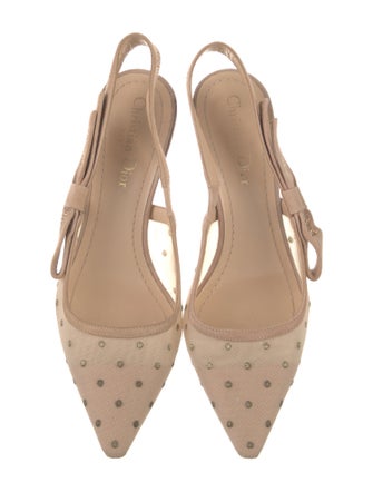 Christian Dior Mesh Bow Accents Slingback Pumps