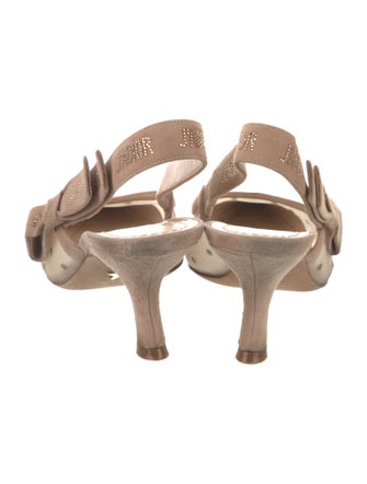 Christian Dior Mesh Bow Accents Slingback Pumps