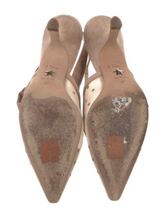 Christian Dior Mesh Bow Accents Slingback Pumps