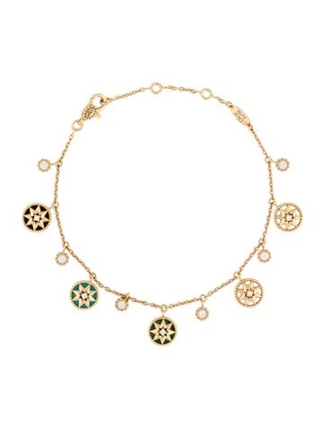 Christian Dior Charm 18K Mother of Pearl & Multistone Rose de Vents Bracelet