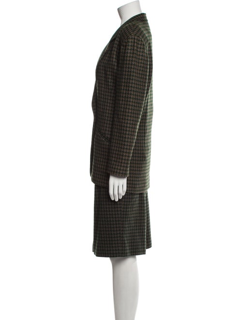 Christian Dior Wool Houndstooth Print Skirt Suit