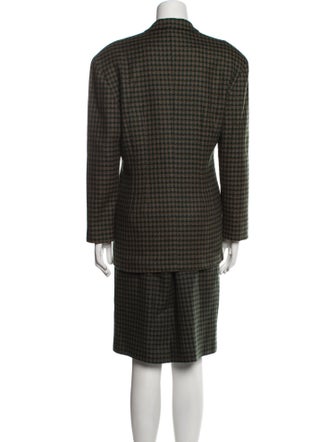 Christian Dior Wool Houndstooth Print Skirt Suit