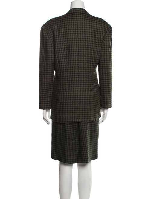 Christian Dior Wool Houndstooth Print Skirt Suit
