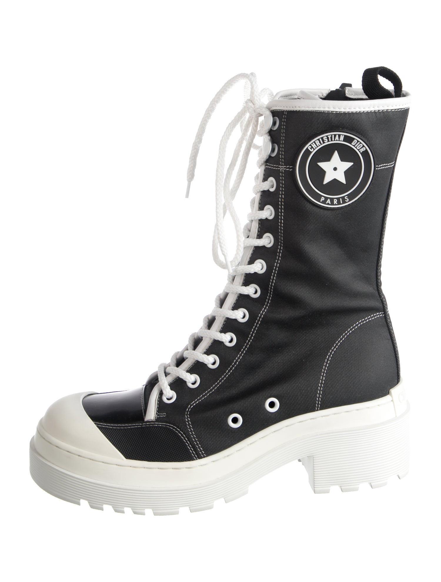 Christian Dior Canvas Printed Combat Boots