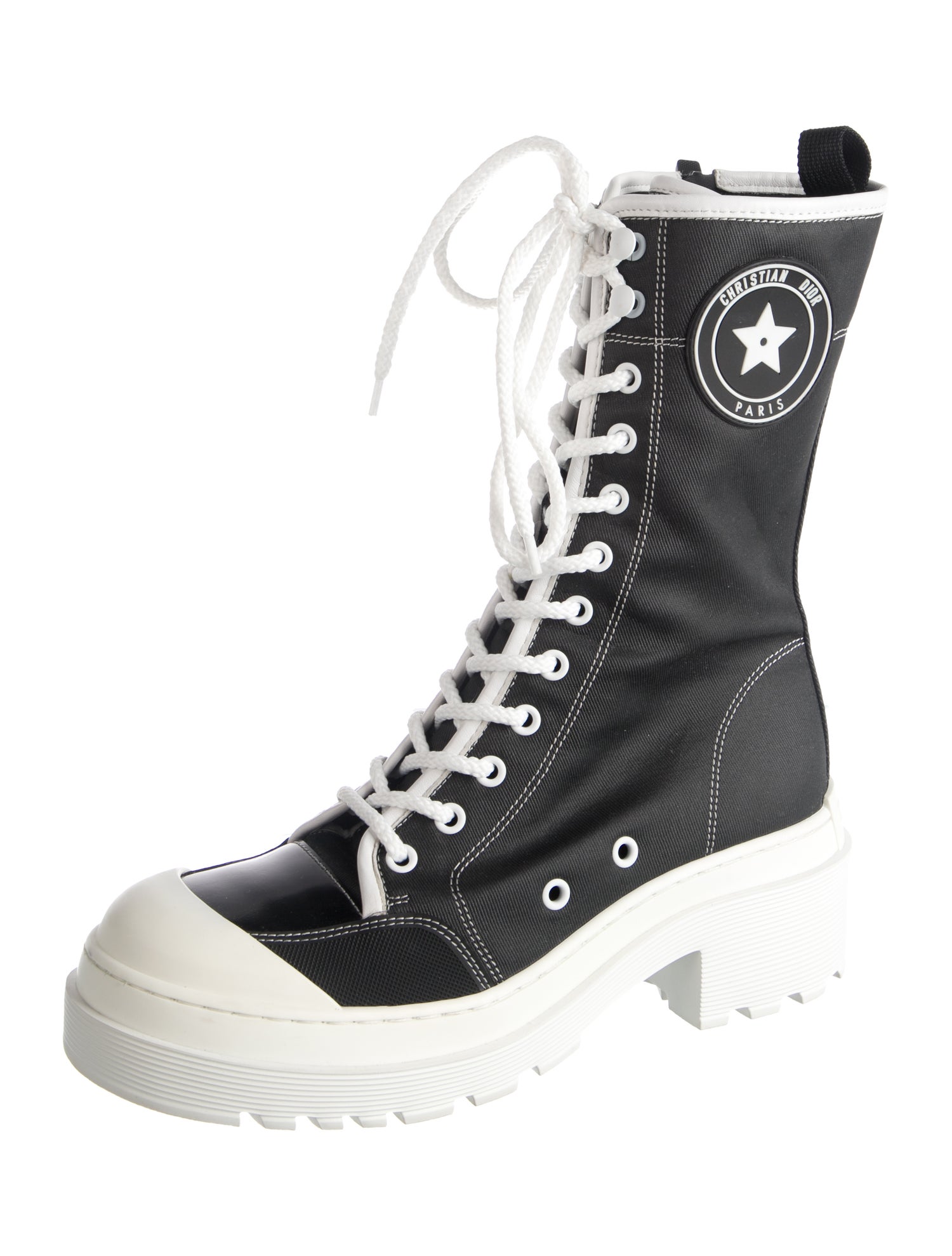 Christian Dior Canvas Printed Combat Boots