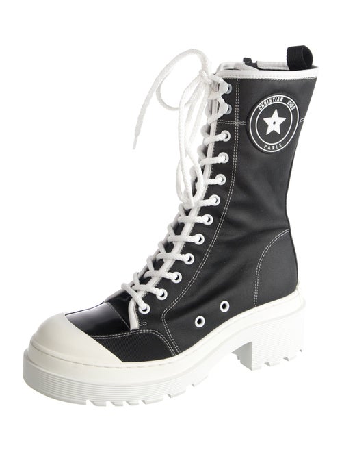Christian Dior Canvas Printed Combat Boots