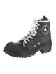 Christian Dior Graphic Print Leather Trim Embellishment Combat Boots