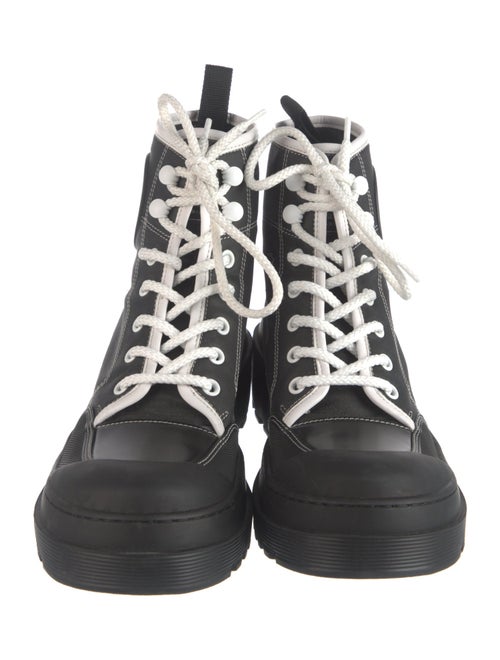 Christian Dior Graphic Print Leather Trim Embellishment Combat Boots