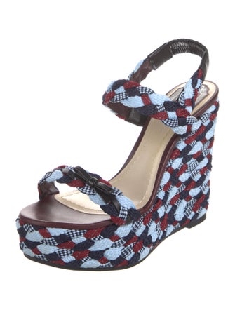 Christian Dior Patterned Bow Accents Slingback Sandals