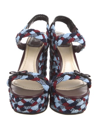 Christian Dior Patterned Bow Accents Slingback Sandals