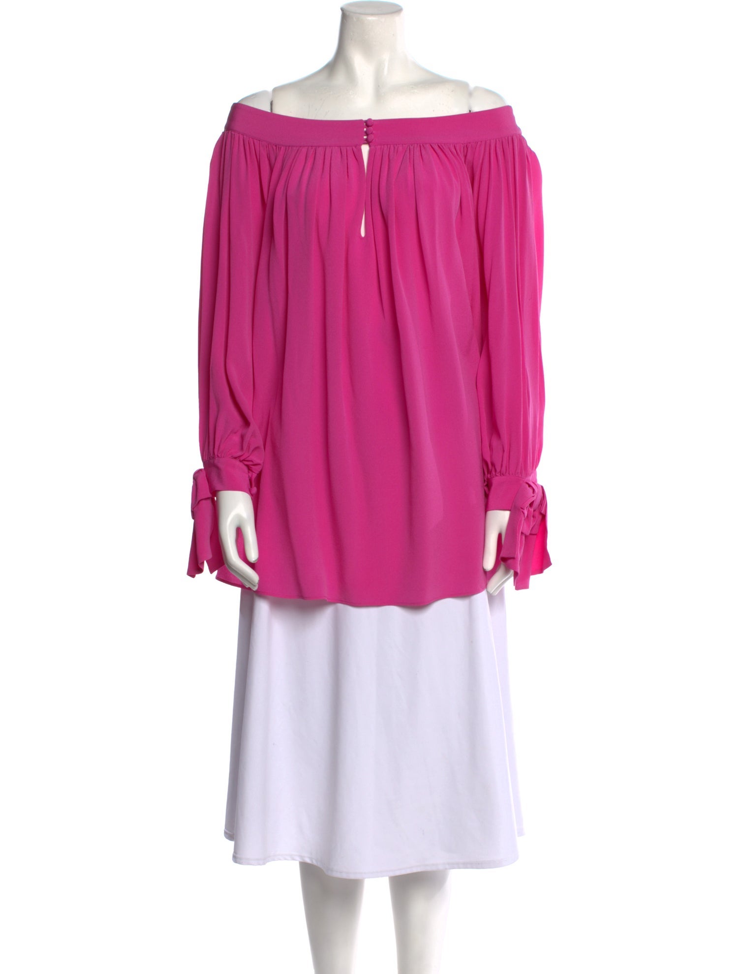 Christian Dior Silk Off-The-Shoulder Blouse