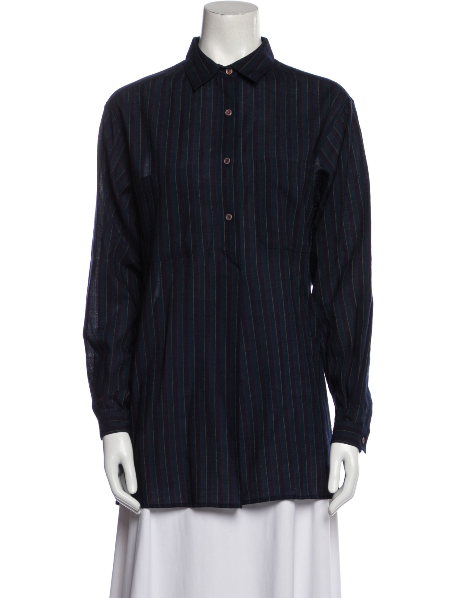 Christian Dior Merino Wool Striped Button-Up Top