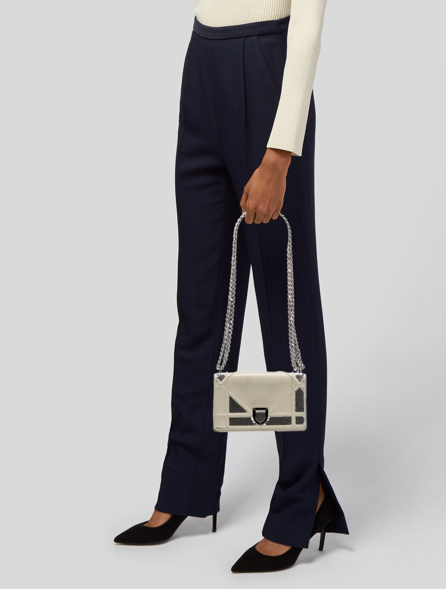 Mulberry Embossed Leather Shoulder Bag - Silver Shoulder